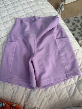 90 Degree By Reflex Lavender High-Rise Ribbed Bike Shorts